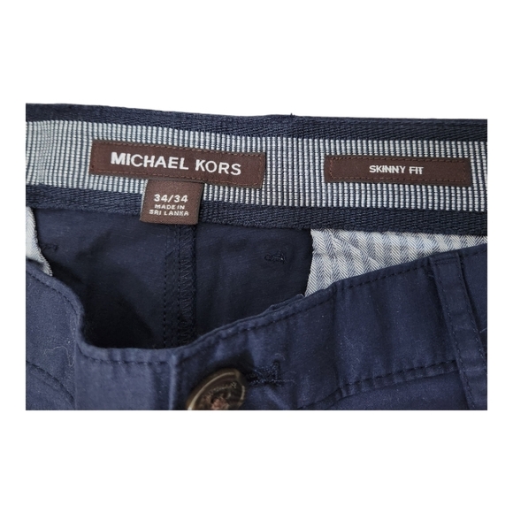 MICHAEL KORS men's Skinny-Fit Stretch-Cotton Chino Pants navy blue size 34 waist - Picture 6 of 9